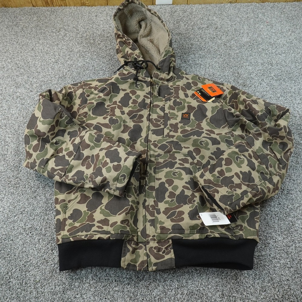 NEW Walls Jacket Mens L Duck Camo Sherpa Lined Hooded Parka Coat Outdoor Hunting